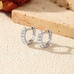 Exquisite S925 Sterling Silver Classic Sparkling Round D Color Moissanite Small Hoop <b>Earrings</b> for Women <b>Fine</b> Jewelry - Product Image 6
