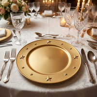 Assiettes de présentation dorées en plastique de 13 pouces Woju Festive, électroplaquées, avec bordure étoilée, pour la décoration de table de Noël