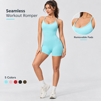 Combinaison de sport une pièce style européen et américain, débardeur et short moulant au-dessus du genou pour femme, idéale pour le yoga et le fitness 5107