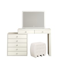 Coiffeuse moderne avec miroir à LED 3 couleurs et 7 tiroirs pour chambre à coucher, idéale pour filles et femmes