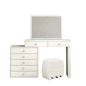Toeletta Moderna con Specchio LED a 3 Colori e 7 Cassetti, Tavolo da Trucco <span class=keywords><strong>per</strong></span> Camera da Letto <span class=keywords><strong>per</strong></span> Ragazze e Donne - Product Image 1