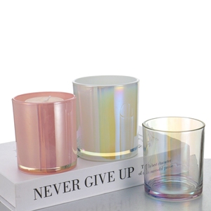 Pot à bougie en verre vide de luxe personnalisé, 10 oz 13 oz, coloré, avec couvercle, effet halo, dégradé de peinture pulvérisée, pour Noël, résistant à la chaleur - Product Image 3