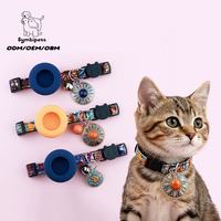 Collier pour chat OEM ODM personnalisé avec Airtag, à dégagement rapide et clochette, imprimé style bohème, mignon, avec étui pour Airtag
