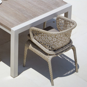 4-người mây tự nhiên wicker Patio đồ nội thất thiết lập cho ăn uống hoặc khách sạn ngoài trời Vườn Bàn và ghế - Product Image 2