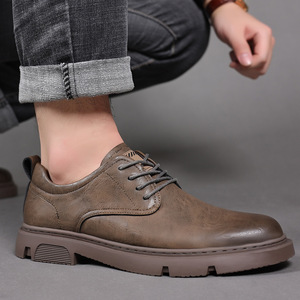 Zapatos Casuales de Negocios para Hombre, de Cuero Genuino, Punta Redonda, con Cordones, Transpirables, Suela de Goma, Estilo Moderno para Todas las Temporadas - Product Image 4
