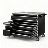 Chariot à outils mobile robuste à roulettes avec tiroirs utilitaires et armoire latérale, verrouillage centralisé, capacité de charge 300 kg, directement de l'usine