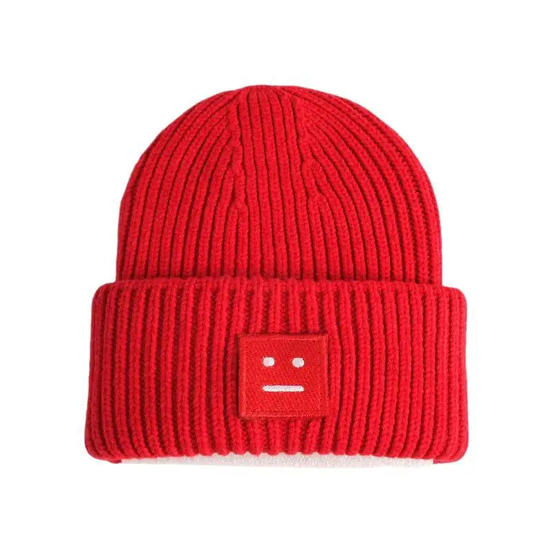 Bonnet d'hiver coloré avec logo personnalisé en gros Bonnet tricoté en jacquard tressé Streetwear sans manches avec tête de mort Bonnet tricoté