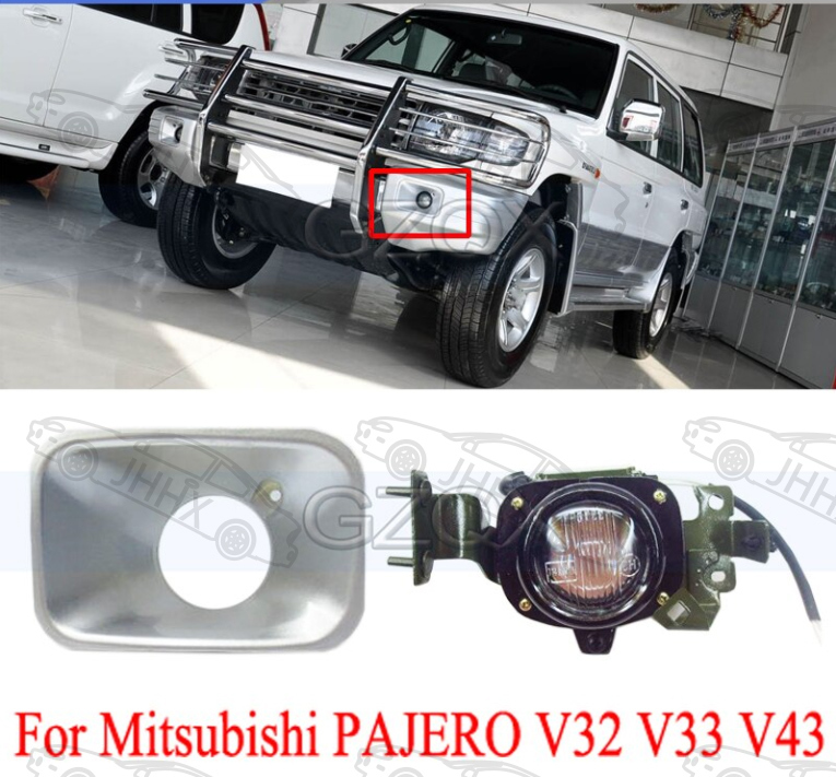 フォグランプカバー付き車フロントバンパーフォグライト三菱PAJERO V32