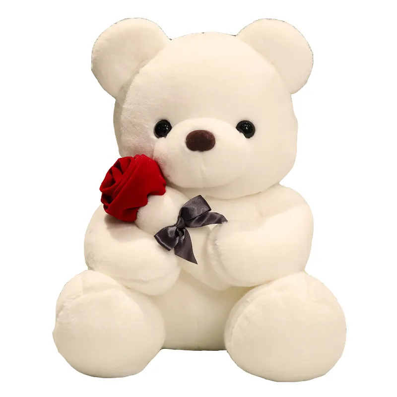 selling custom plush valentines day gifts bears stuffed soft cute Short plush rose teddy bear toys