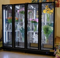 Vitrine Réfrigérée Commerciale de Qualité Supérieure à 4 Faces en Verre pour la Préservation des Fleurs Fraîches