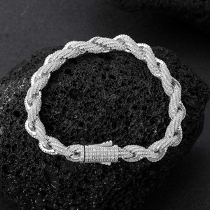 Vòng Cổ Hip Hop 8Mm Cuban Đồng Thau Với Vàng Thật Mạ 5a Cubic Zirconia Đá Trang Sức Vòng Cổ Nam - Product Image 5