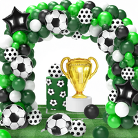 Kit d'arche de ballons pour fête de football, ballons en latex vert, noir et blanc, ballons en film d'aluminium pour anniversaire, célébration du premier anniversaire de bébé