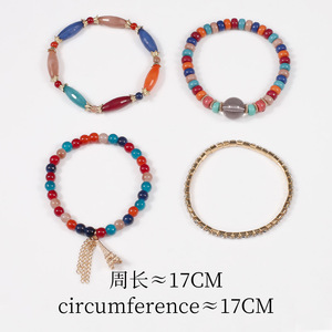 Fashion <b>Charm</b> <b>Bracelets</b> Set Multicolor <b>Beaded</b> Tassel Alloy Gold Plated Women's Bohemia Style Gift Jewelry - Product Image 3