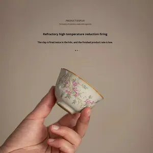 Wholesale High-appearance-<b>level</b> Compact Porcelain Reusable Round Tea Cups 60ml Chinese-style Tea Tasting Cups for Back to School - Product Image 3