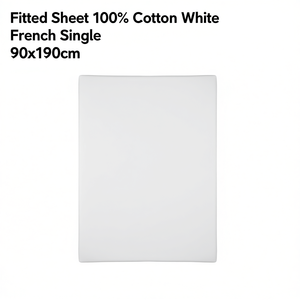 Drap-housse 100% coton blanc, lit simple français 90x190cm - Product Image 3