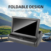 Écran de recul portable pour voiture OLED 4,3 pouces 12V OEM avec couvercle rabattable, TV, Android Auto, USB, stéréo, design pliable