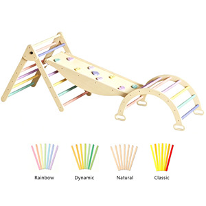 Wooden Indoor Climbing <b>Frame</b> For Toddlers With Colorful <b>Ladder</b> And Geometric Shapes Unisex Play Set For Kids 1-6 Years - Product Image 1