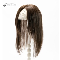 Vente en gros de couleurs respirantes sans colle # Topper de cheveux humains noir pour femmes, en stock