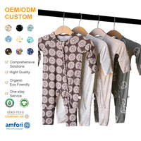 Pyjama bébé en bambou biologique avec fermeture éclair, barboteuse personnalisable, combinaison de sommeil pour nouveau-né, vêtements bébé en jersey durable, pyjama bébé à fermeture éclair bidirectionnelle