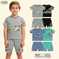Nouvel ensemble deux pièces pour petit garçon, chemises à manches courtes et shorts, motifs imprimés personnalisés pour enfants avec design personnel