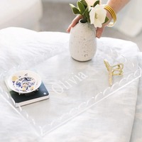 Plateau en acrylique festonné personnalisable avec tapis magnétique, cadre photo en lucite, présentoir photo transparent