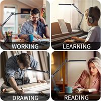 Etudiant Dortoir Home Office Utiliser Architecte Bras Oscillant Led Lampe de Bureau avec Pince Métallique 3 Modes D'éclairage DC Alimentation Corps En Aluminium