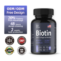 Capsules de biotine OEM 10000 mcg, haute puissance, vitamine B7, complément pour les cheveux, la peau et les ongles