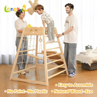 Structure d'escalade en bois 8-en-1 avec hamac, structure de jeu, toboggan, balançoire, barres de singe, échelle en corde, mur d'escalade, pour enfants de 1 à 6 ans