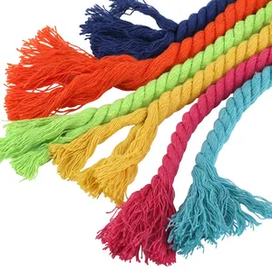 Wholesale Drawstring 3 Strand Twisted 2mm,4mm,6mm,8mm Colored Macrame Cord Braided Cotton Rope for Decoration Bag