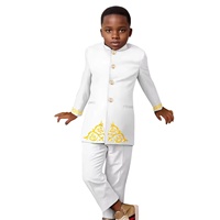 Ensembles de costumes formels pour garçons africains avec appliques, veste et pantalon, grandes tailles, manches longues, Bazin Riche, tenues de mode pour enfants 2446057