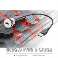 Conectores de Cable de montaje en Panel USB2.0 tipo B de aluminio Industrial, rosca para conexión al ras de alimentación, chasis de conexión para Escáner de impresora