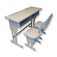 Ensemble de bureau et chaise double moderne et durable en métal et bois pour salle de classe (vente en gros)