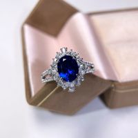 Bague en argent sterling 925 de qualité supérieure avec saphir bleu royal de 3 carats cultivé en laboratoire, pour un cadeau de mariage ou d'anniversaire