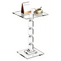 Table d'appoint carrée en acrylique blanc transparent, montage simple, idéale pour la chambre à coucher, le salon, le balcon.