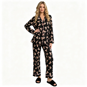 <span class=keywords><strong>Pigiama</strong></span> da donna con stampa <span class=keywords><strong>orsetto</strong></span>, in morbido cotone, a maniche lunghe, con bottoni sul colletto, camicia da notte e pantaloni lunghi, set casual e confortevole per casa e relax - Product Image 3