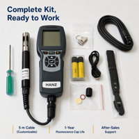 Analyseur de l'oxygène dissous par fluorescence portable HANZ avec compensation de la salinité, indice de protection IP68, boîtier de capteur 316L pour testeur RAS