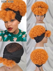 Perruque <span class=keywords><strong>de</strong></span> queues <span class=keywords><strong>de</strong></span> cheval <span class=keywords><strong>avec</strong></span> <span class=keywords><strong>frange</strong></span> pour les femmes noires Grip <span class=keywords><strong>avec</strong></span> écharpe Chignon Kinky Curly Headband Perruque - Product Image 3