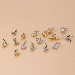 Ornements piquants à la mode, fleurs en forme de coeur, ailes, pendentifs goutte d'eau, <span class=keywords><strong>nez</strong></span> en L en acier inoxydable Zircon - Product Image 4