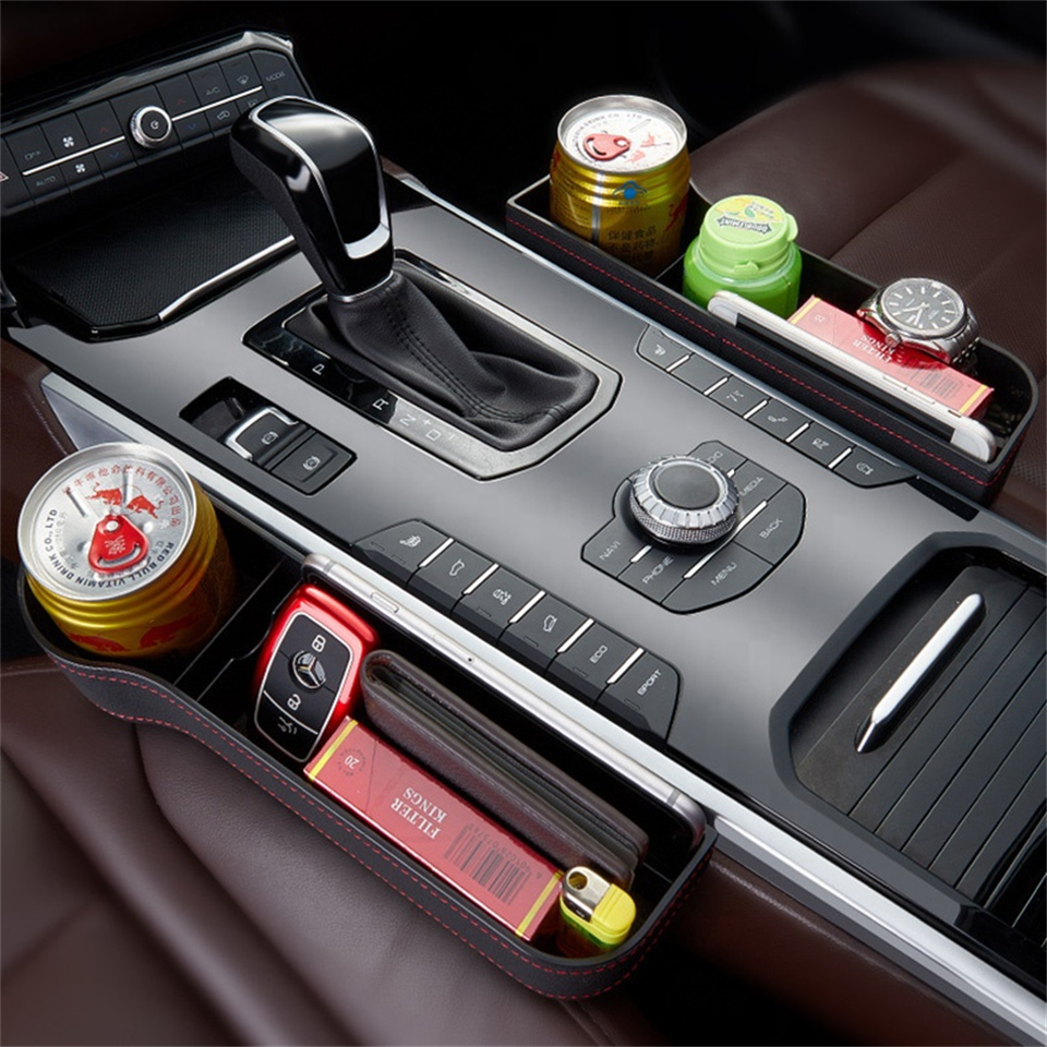 Qeepei Custom Auto Seat Gap Filler Organizer - Car Storage Box with Cup Holder | Vehicle Accessories