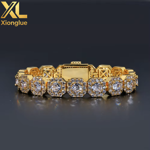 Stock Fashion 12MM Luxury Iced Out Hop Jewelry Zircon Cut Cluster Tennis <b>Bracelet</b> <b>Copper</b> Alloy Unisex Gift - Product Image 1