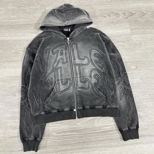 Streetwear Fashion Winter Solid Digital Printed Embroidered Custom <b>Rhinestone</b> Zip up Hoodie Men's <b>Hoodies</b> - Product Image 1