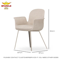 SPARKLE Chaise de cuisine nordique Fauteuil en tissu Chaise de salle à manger en acier inoxydable noir à pieds brossés