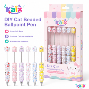 Penne Gel KAIX Premium 0.5mm con Perline, Penne a Sfera Estetiche con Gatto Cartoon per Ragazze, Regali Scolastici Fai-da-Te - Product Image 5