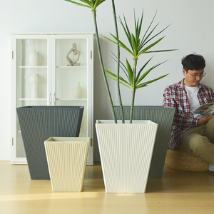<strong>Square</strong> <strong>Large</strong> Diameter Vertical Stripes Breathable Durable Flower Pot Plant All-match Thickened Indoor Balcony Paradise <strong>Planters</strong> - Product Image 1