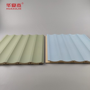 Venta caliente impermeable laminado WPC Panel de pared estriado Panel de PVC en verde azul para la decoración de edificios - Product Image 4