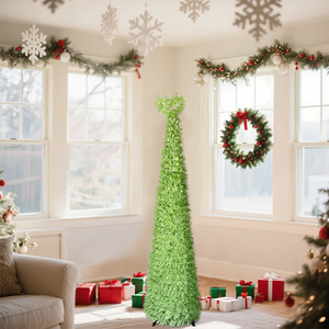 Árbol <span class=keywords><strong>de</strong></span> Navidad <span class=keywords><strong>de</strong></span> 1.5 Metros con Rayas Verdes, Decoración Festiva para Interiores y Exteriores, Plegable y Compactable - Product Image 6