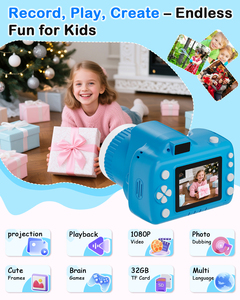 Digitale <span class=keywords><strong>camera</strong></span> voor kinderen met projector 1080P HD videocamcorder speelgoed 24 inch IPS-scherm Valbestendig 32GB kaart USB C Oplaadbaar - Product Image 2