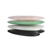 Planche Gua Sha en pierre 3D pour lifting du visage Pierre précieuse de jade blanche naturelle et Quartz rose Guasha Outil de soin de la peau Rouleau de jade de massage