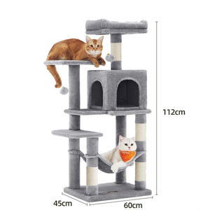 Torre para Gatos con Hamaca, Árbol para Gatos de Madera de Varios Niveles con <span class=keywords><strong>4</strong></span> Postes para Rascar y 2 Plataformas - Product Image 3