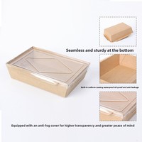 Emballage jetable en papier kraft avec couvercle transparent pour sushis, plats à emporter, boîte à lunch, salades, poulet frit FWCH